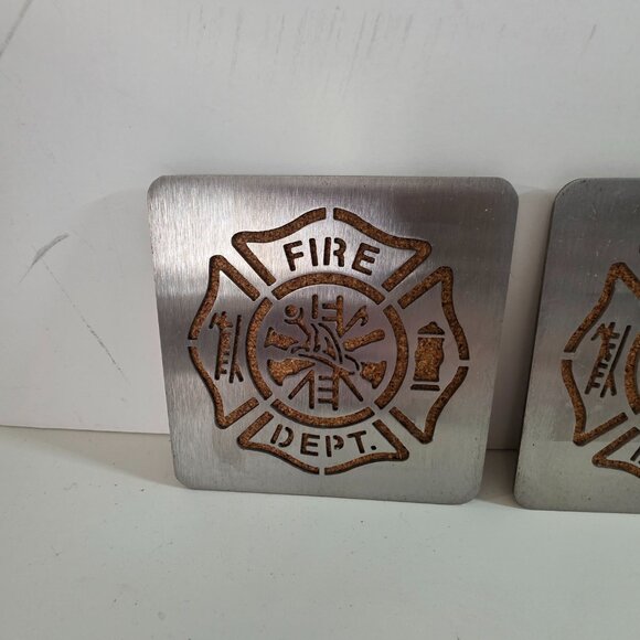 Fire Dept Metal Coasters - Set of 4 - Picture 4 of 6